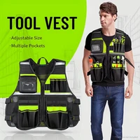 Workwear Allround Work Tool Vest Reflective Safety Vest with Multi-pockets and Zipper Heavy Duty Tool Vest for Electricians 2