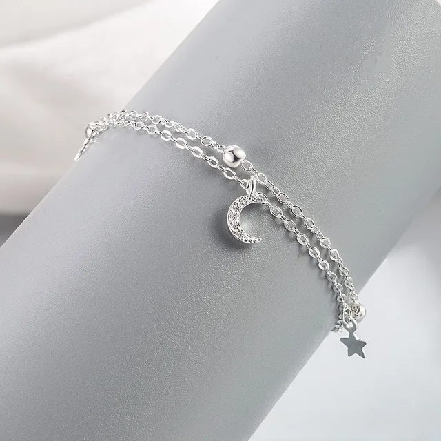 Sparking 925 Sterling Silver Star Moon Bracelets For Women Girls Vintage Korean Crystal Bracelets Party Charm Jewelry Gifts 6