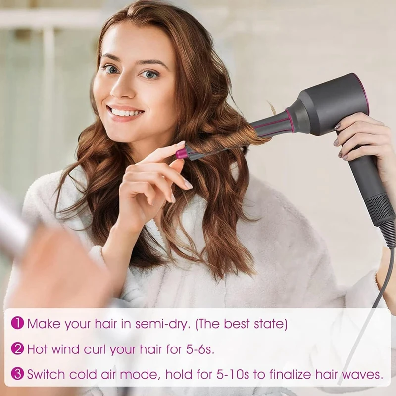 Hair Curling Barrel Volumizing Brush Attachments With Adaptor For Dyson Airwrap Hair Dryer Converting To Styler