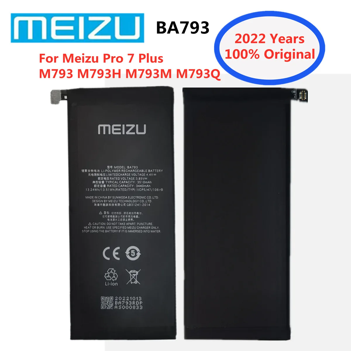 

2022 New Meizu Original BA793 Battery For Meizu Pro 7 Plus M793 M793Q M793M M793H Smart Mobile Phone Replacement Battery Bateria