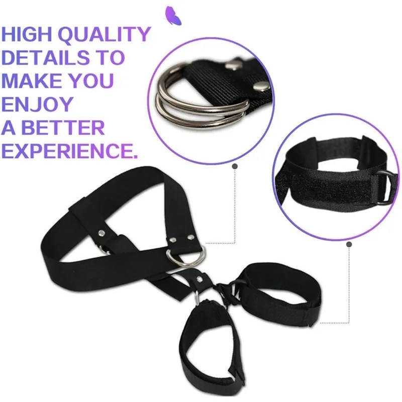 Set bondage regolabile in nylon nero per uomo e donna_voghion.com