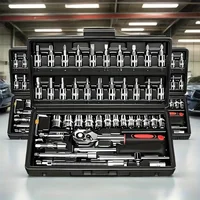 Jeu de douilles professionnel en acier Cr-V 46 pièces avec clé à cliquet, sac de rangement, douilles durables et rallonge pour réparation automobile et domestique 4