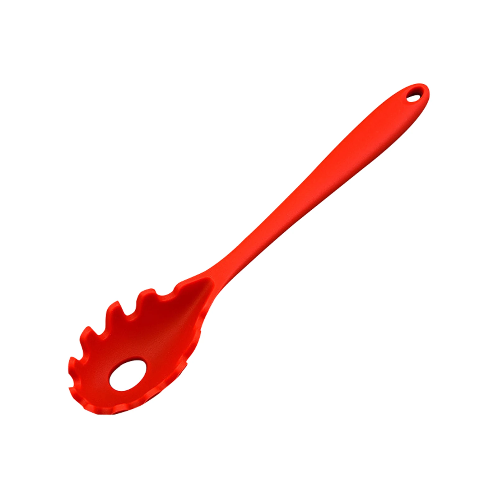 Hollow Bottom Long Handle Pasta Fork Cooking Tool Ergonomic Soft Silicone Home Kitchen Multifunctional Mini Portable Spoon