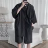 Summer Men Shorts Set Matching Shirts Letter Striped Floral Printing Outfits Short Sleeve Elastic Waist Thin Oversize Suit Man 1