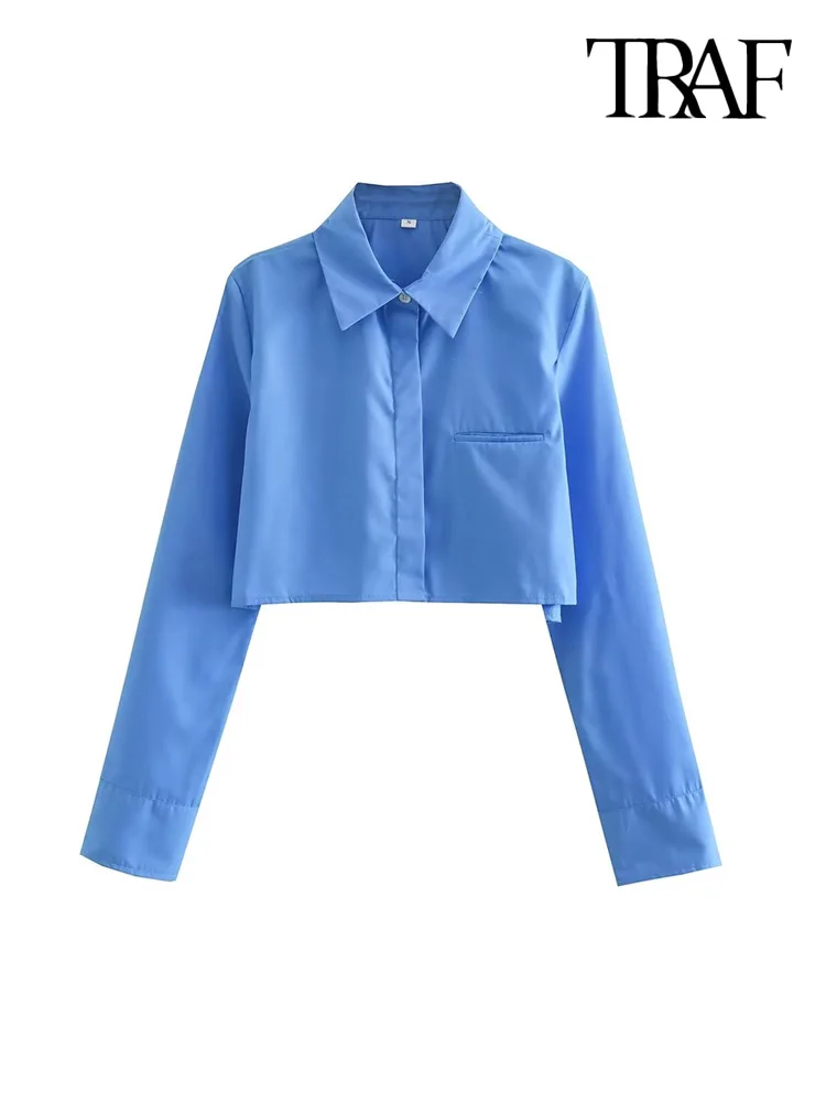 تراف موضة النساء فضفاضة اقتصاص قمصان خمر كم طويل الجبهة زر الإناث البلوزات Blusas شيك القمم 4 تراف موضة النساء فضفاضة اقتصاص قمصان خمر كم طويل الجبهة زر الإناث البلوزات Blusas شيك القمم 4