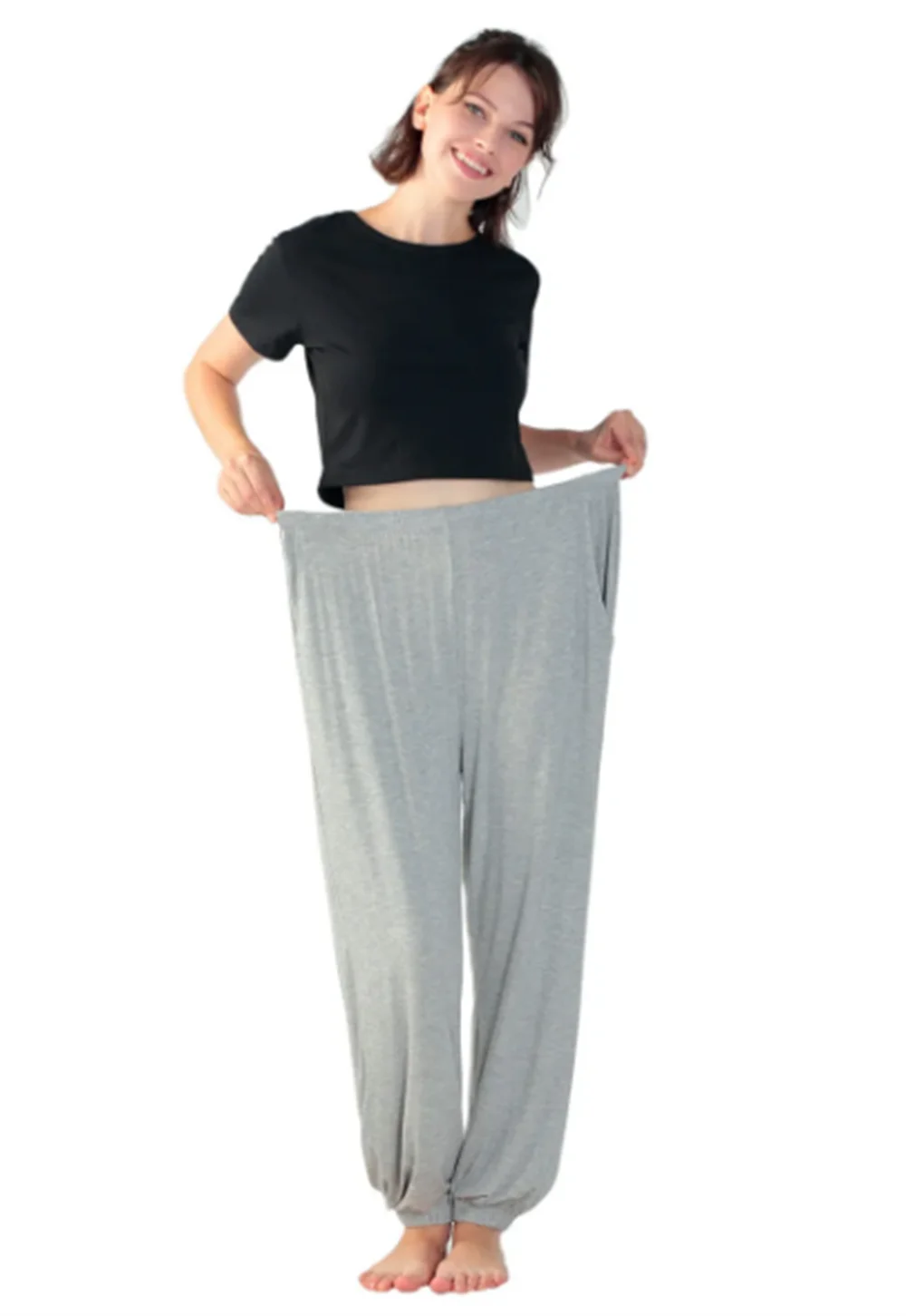 Plus Size, dehnbare, atmungsaktive Hose mit weitem Bein, weiche, bequeme Alltagshose, für Fitness, Yoga, Outdoor, Jogger, M, L, XL, 3XL, Insektenschutz – Detail 10