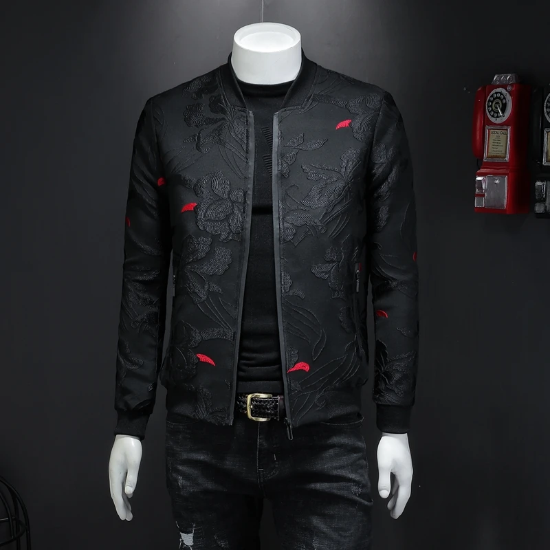 

2024 New Fashion Design Men's Jacket High Quality Embroidered Coat Casual Luxury Slim Fit Baseball Neck Jacket