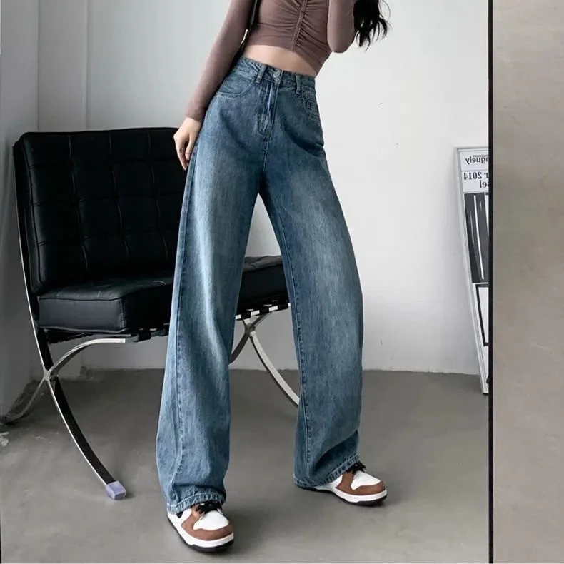 

Vintage Chic Womens Denim Pants Wide Leg Long Trousers Loose Fit Jean pants 2024 Fashion