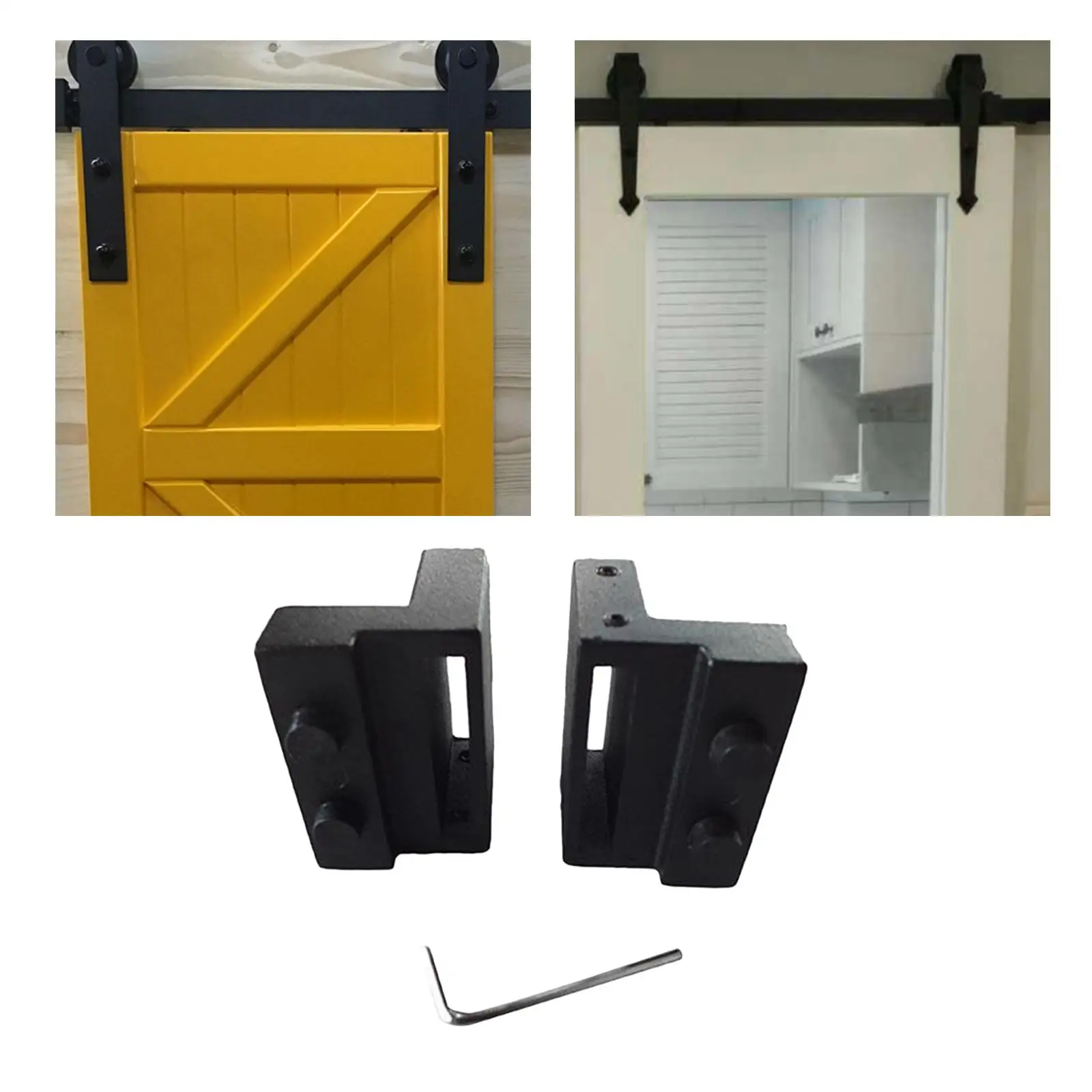 2pcs Black Zinc Alloy Sliding Barn Door Stopper Home Sliding Barn, Rustproof and Durable