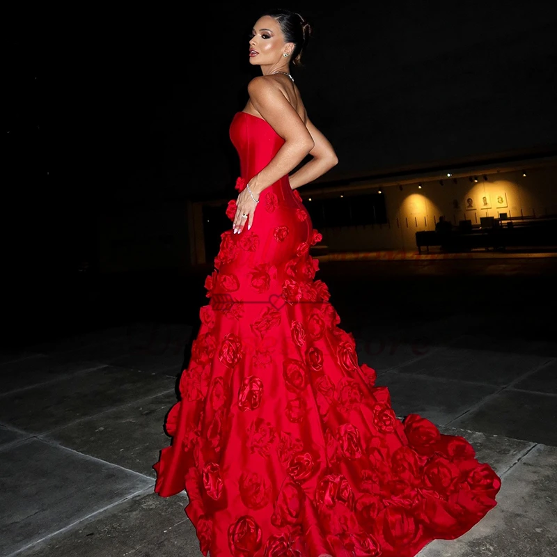 Thinyfull-vestidos de noche de graduación de sirena roja, escote