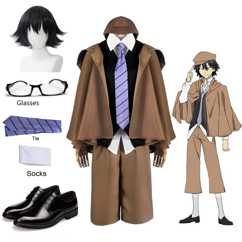 

Anime Bungo Stray Dogs Edogawa Rampo Cosplay Costumes Halloween Costumes Wig Unisex Detective Uniform Suit Full Party Colthing