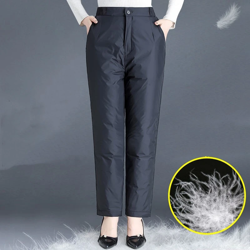 White Pants Winter Clothing Winter Women Waist Duck Pants Winter