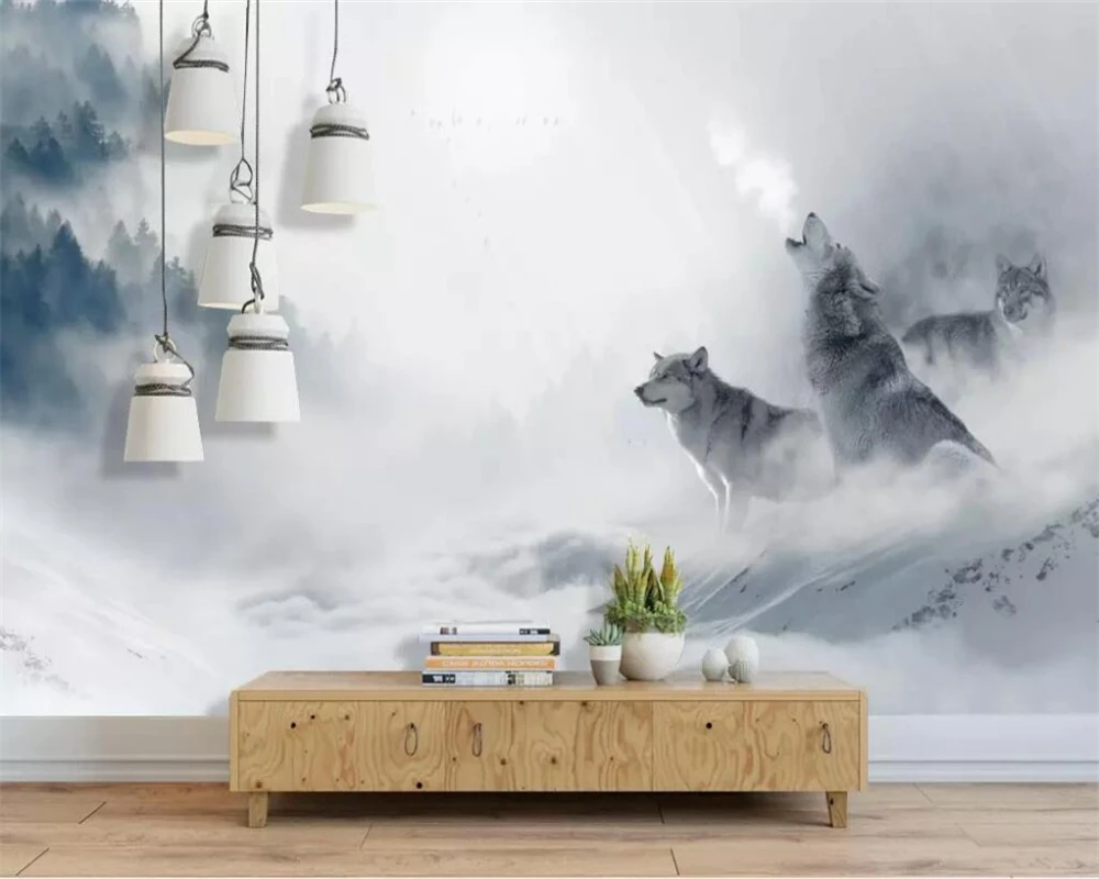 beibehang Custom modern simple fog forest wolf animal photo wall painting living room bedroom wallpaper papier peint 18cm 29cm half ripe xuan paper flower tea plants fiber rice paper chinese calligraphy painting yunlong papier papel para dibujar