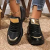 New Heel Mesh Sports Shoes Sneakers Women's Breathable Lace-up Platform Sneakers Splicing Lace Up Outdoor Vulcanized Shoes 1