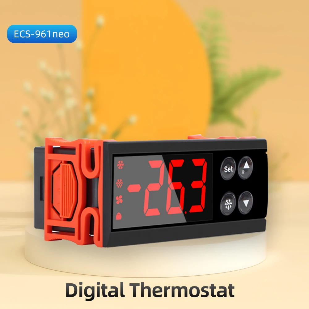 

ECS-961neo 12V 24V Digital Temperature Control AC110-220V with Probe line 10A Thermostat With Heat/Cooling Control Instrument