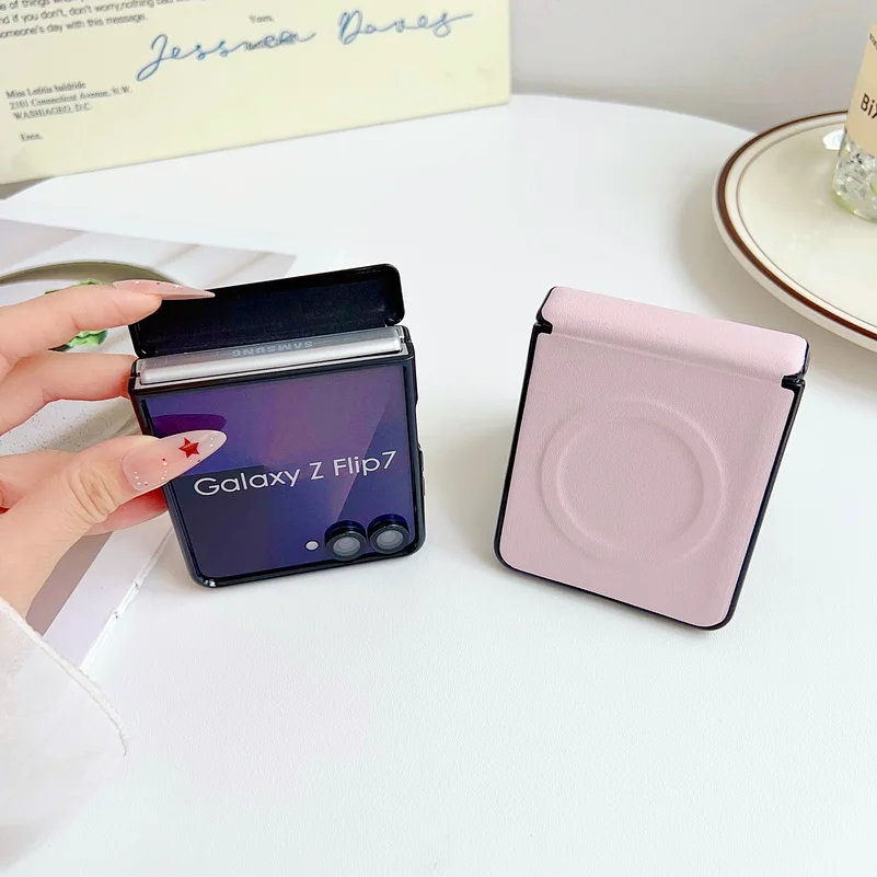 Schlanke Leder Handyhülle Mit Magnetring Für Samsung Galaxy Flip_voghion.com
