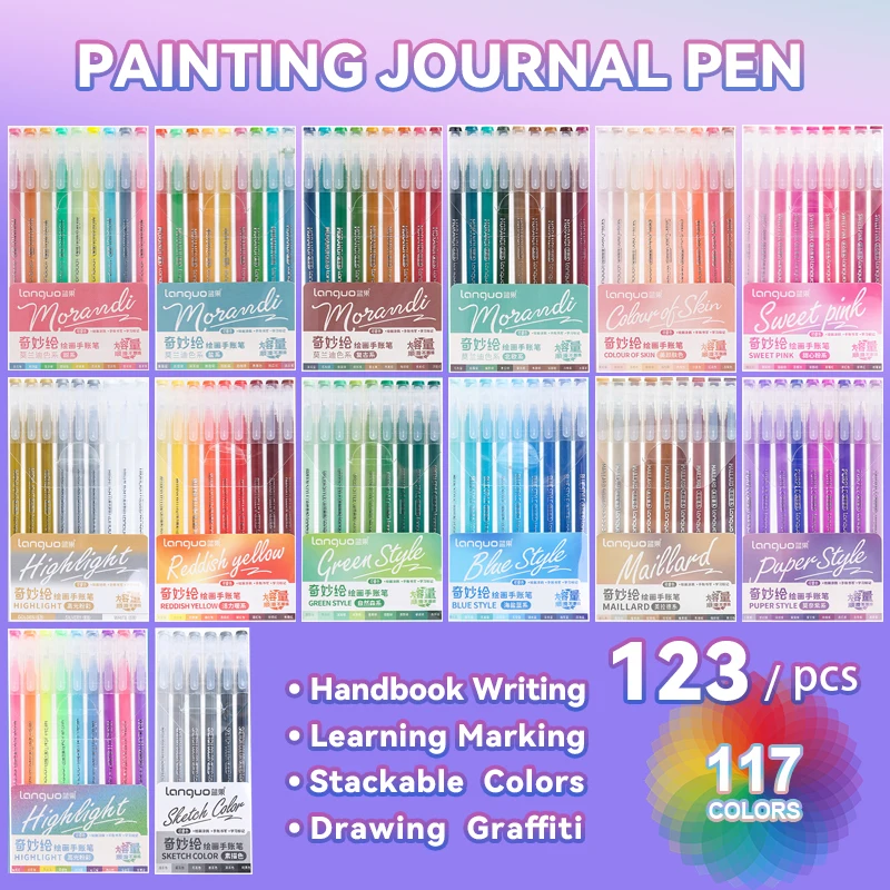 Gel Pens 105Color Hand Account Languo Morandi Retro Pen Large-Capacity Color Handbook For Student Painting Graffiti Writting