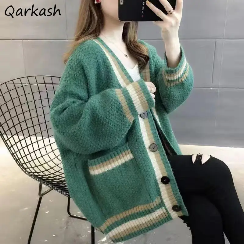 

Кардиган женский утепленный свободный с карманами для отдыха, новинка, модное студенческое осенне-зимнее теплое пальто в Корейском стиле, дизайнерское классическое повседневное пальто