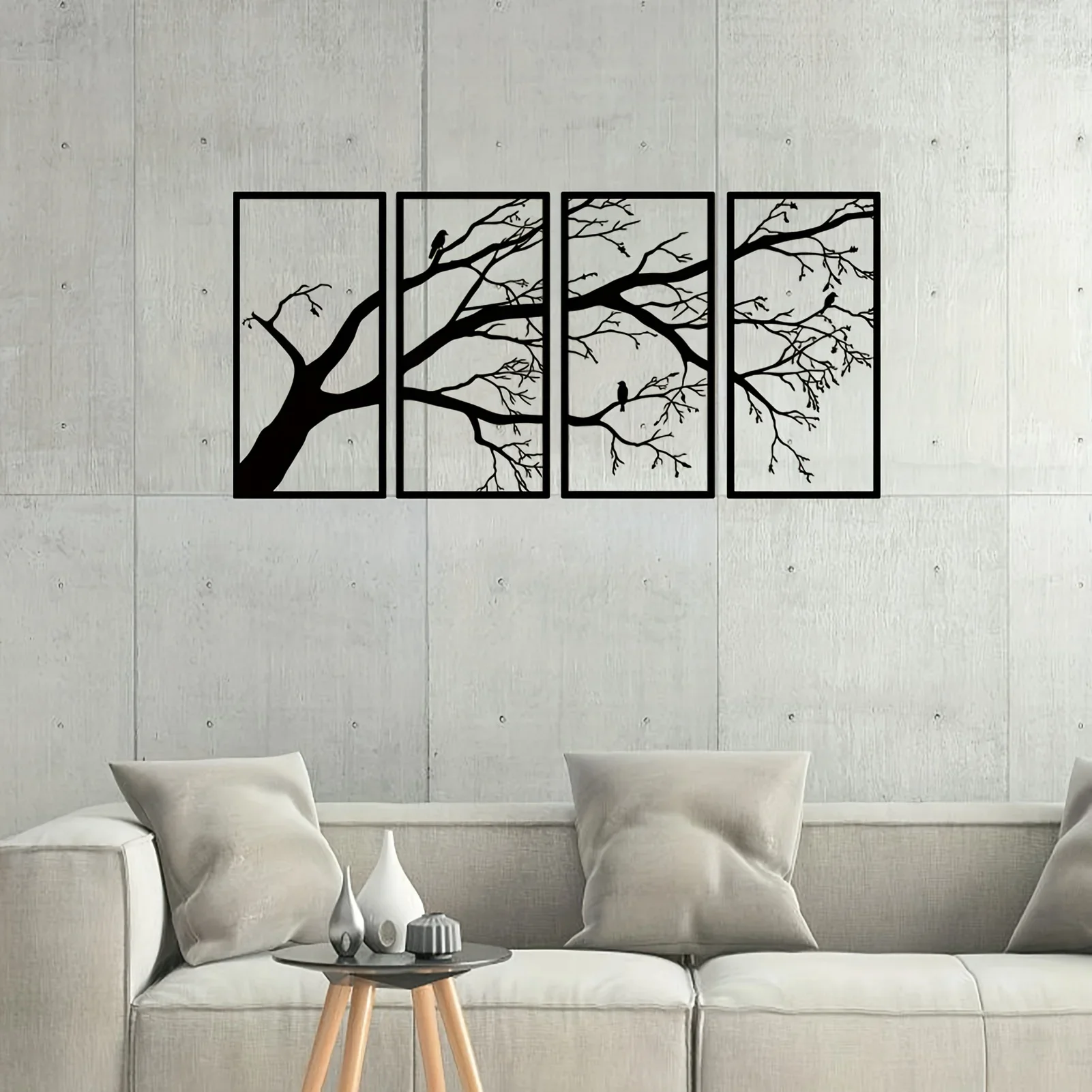 

4 pcs Stunning Tree of Life Metal Wall Art - Black Branch Wall Decor for Indoor/Outdoor Decor, Perfect Housewarming Gift
