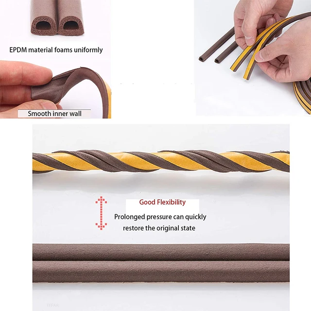Door Insulation Seal Strip Tape Self-adhesive Acoustic Rubber Foam Weatherstrip Window Sound Draft Stopper Weather Strip 3