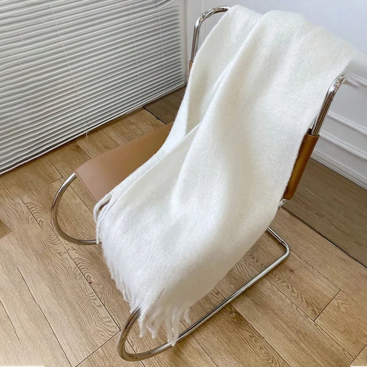 1pc Women Thick Shawl Wraps Cashmere Scarf Winter Warm Solid Color Blanket Scarves Long Tassel Hijab