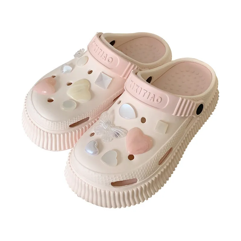 Women Slippers EVA Thick Sole Perforated Wear Home Slippers