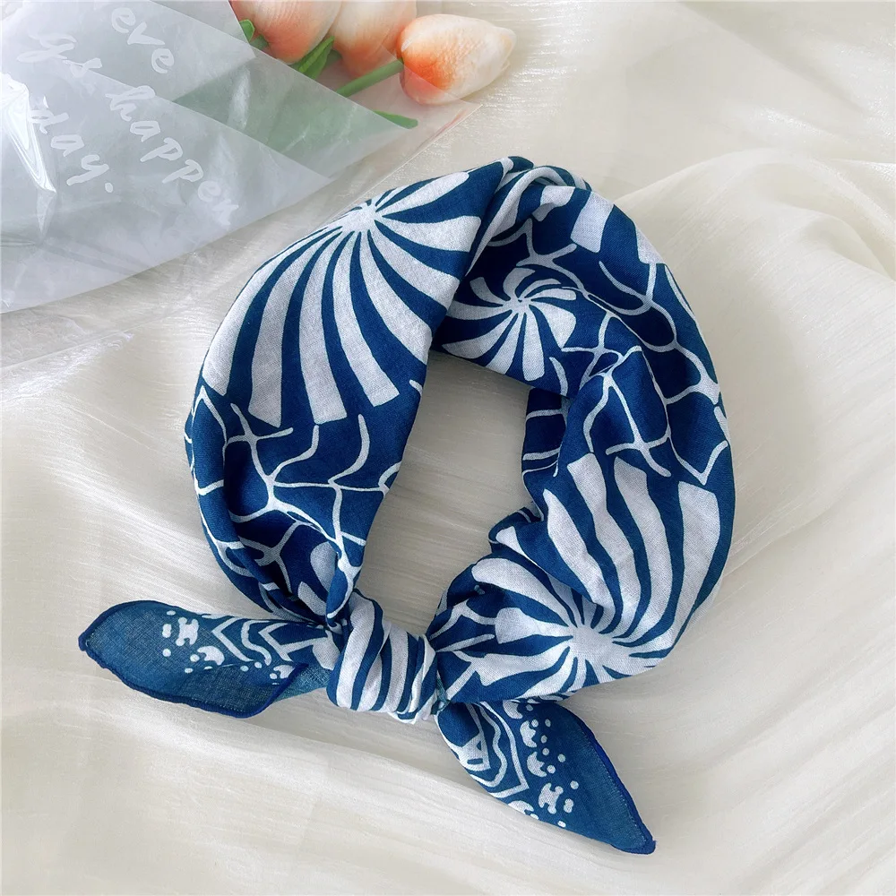 Floral Print Hair Scarf 55x55cm Decorative Flower Neckerchief Thin Sunscreen Floral Handkerchief Small Scarves All Match Shawls
