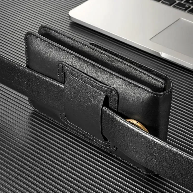 Universal Leather Wallet Phone Case with Belt Clip - Holster Pouch for Outdoor Sports and Running