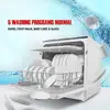 Portable Countertop Dishwasher 5 Washing Programs 3-Cup Water Tank Fruit/Veg Basket High Temp Air Dry LED Controls Compact Size 5