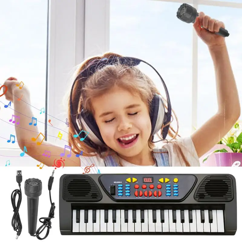 Kids Piano Keyboard 37 Keys Desktop Electronic Piano Portable Electronic For Beginners With Microphone