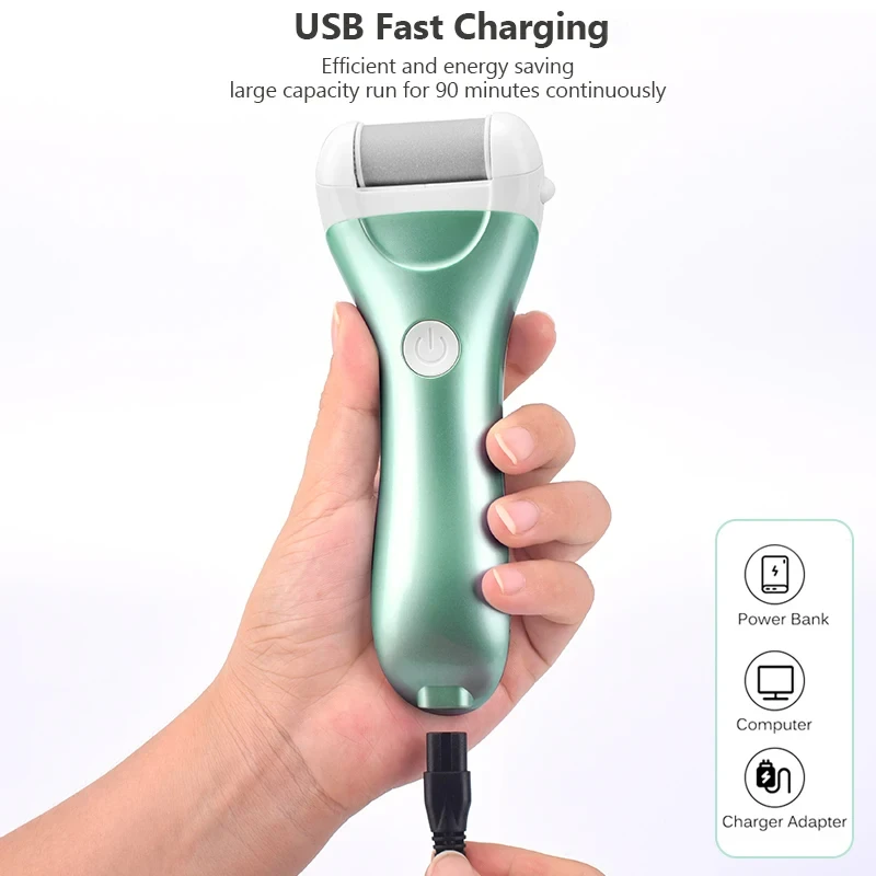 Mi Electric Pedicure Foot File USB Rechargeable Power Display ,3pcs Grinding Exfoliator Replacement Heads For Heel Callus Remove 6