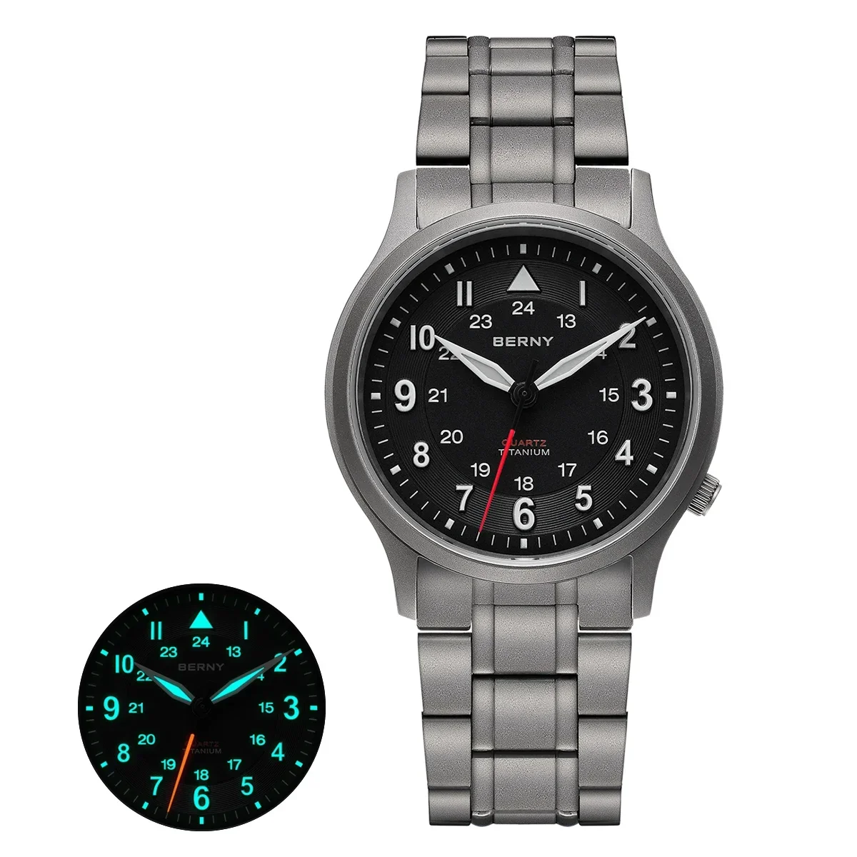 BERNY パイロットウォッチ フルチタン BERNY Full Titanium Men Watch Super Luminous Sports Pilot