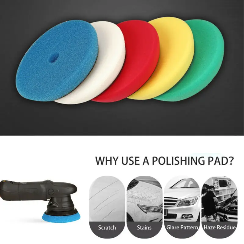 

5Pcs 6 Inch Car Polishing Disc Polyether Buffing Sponge Polishing Pad Kit For Car Buffer Polisher Sanding