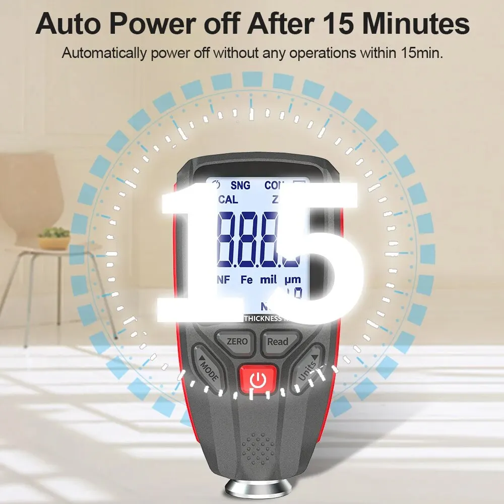 Coating Thickness Gauge Paint Film Thickness Tester Measuring Meter 0 to 1300um FE NFE for Automotive Metal Ceramic