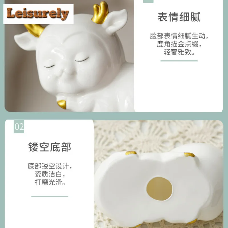 Gold Drawing Cute Deer Treasure Tea Pet Boutique Tea Sculpture Tea Figurine Play Toys Tea Statue Ornaments Can Be Raised Cha