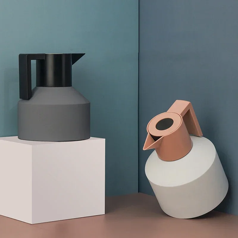 Cold Water Jug Geometric Water Jug Large Capacity Double Layer Vacuum Coffee Thermos Kettle Insulated