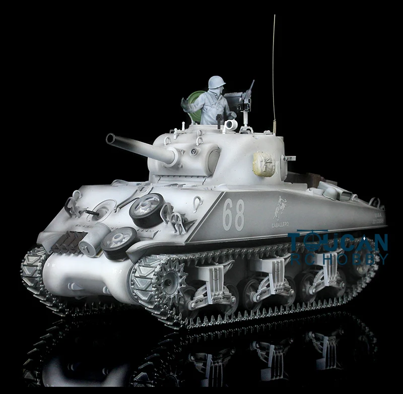 2.4G Henglong 1/16 Scale M4A3 Sherman Short Barrel RTR RC Tank 3898 With Metal Tracks 1800mah Tank Battery 7.0 Upgraded Ver 5