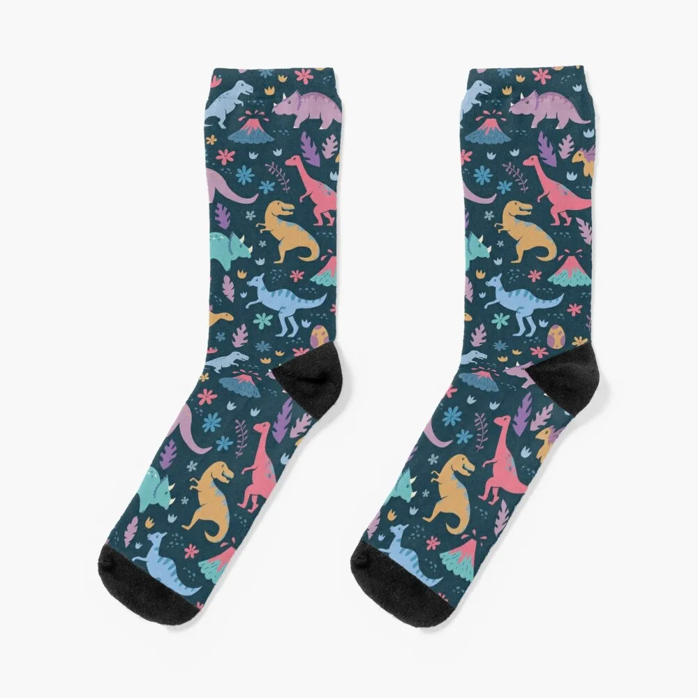 Dinosaur Pattern with Flowers and Volcanoes Socks ankle funny gifts crazy sport Socks Men's Women's lovely cartoon dinosaur aromatherapy cup warmer with warm light smart thermostatic 3 gear coffee mug heating coaster heater pad