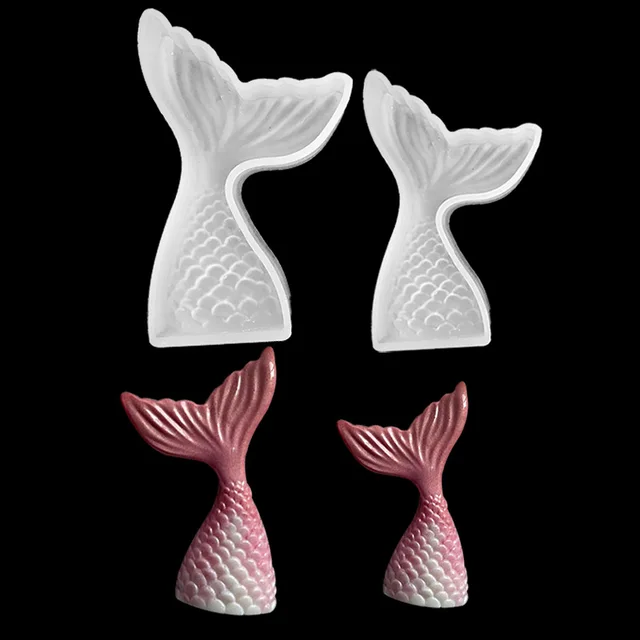 Sütőszerszám Kézi Szappan Penész Halak Farok Diy Sellő Tükör Szilikon Torta Dekoráció Csepp Méretű Hal