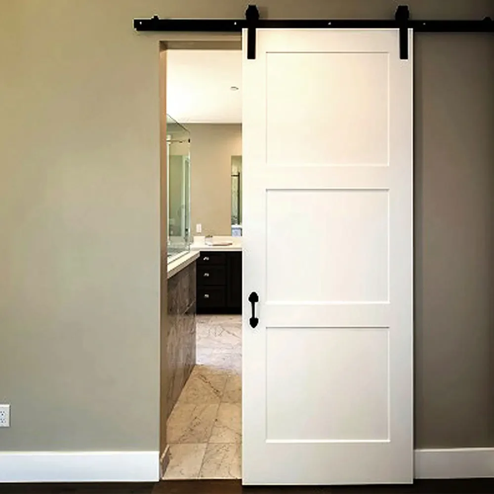 Wooden panel Room Door Modern Design Wood Veneer Sliding Barn Door for modern house Interior door 4