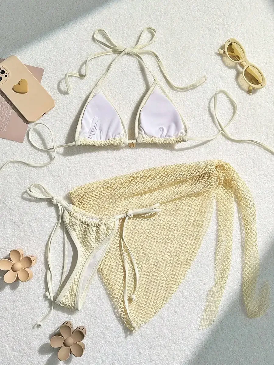 Three-Piece Womens Bikini Set - Sexy Beach Swimsuit for Pool Sun