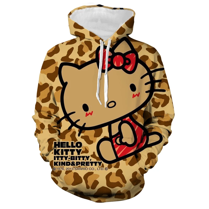 

2023 spring and autumn Hello Kitty hoodie ins print cute Japanese casual sweatshirt Women's sweatshirt Loose casual street fashi