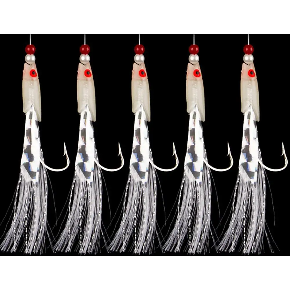

5pcs Luminous Fishing Hooks High-carbon Steel Fishhooks Fishing Supplies For Freshwater Saltwater Dropship