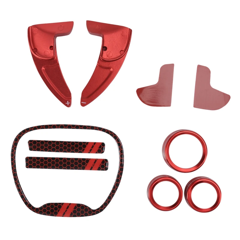 

For Dodge Challenger Charger Durango 2015-2020 Steering Wheel Shift Paddle+Emblem Kit+Air Conditioner Switch CD Button