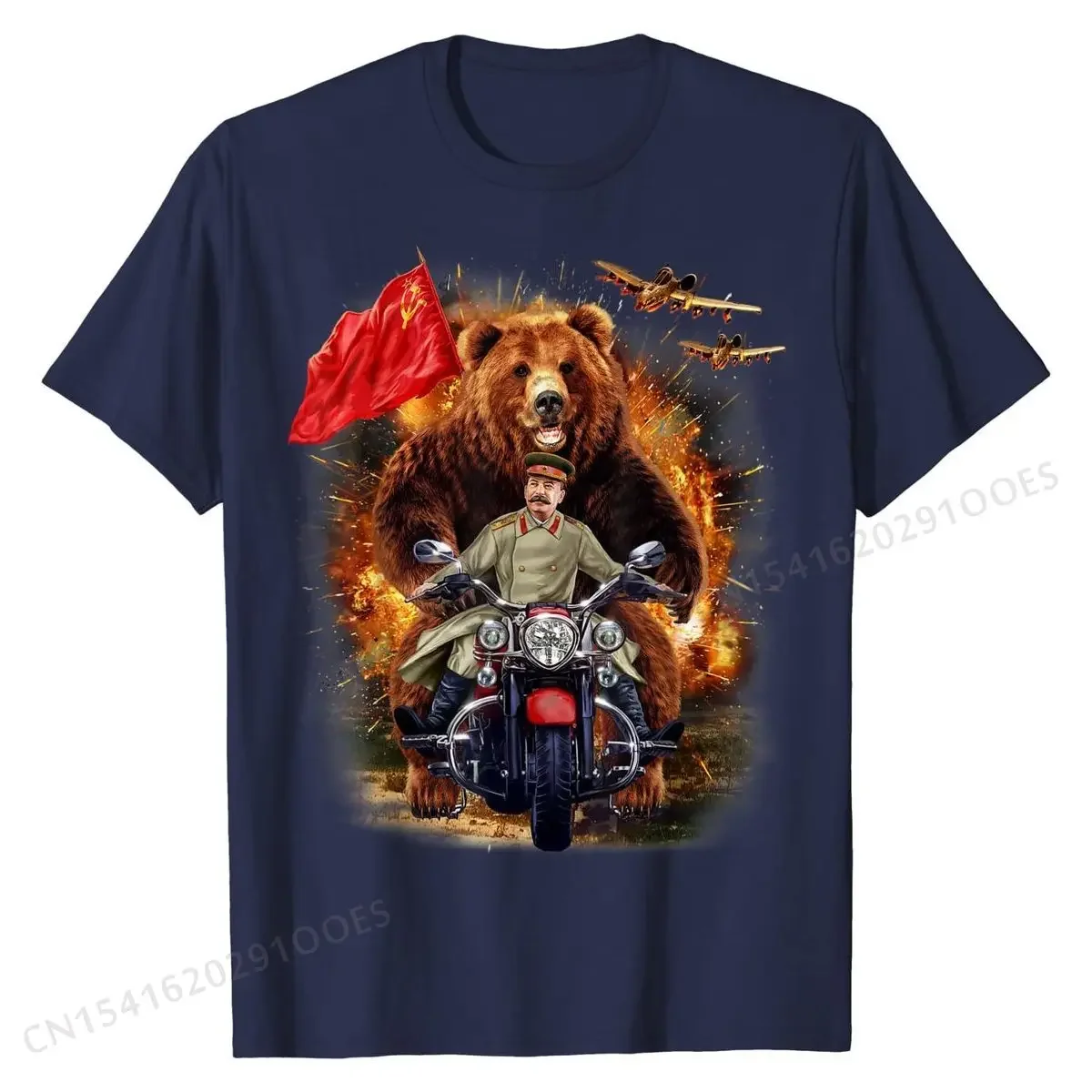 T-Shirt, Grizzly  and Soviet Stalin in Epic Battle T Shirts for Men Summer Tops Shirt Prevalent Printed Cotton