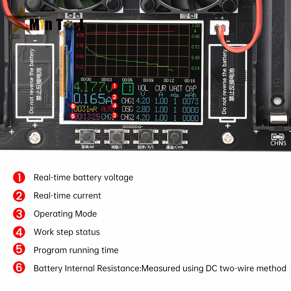 8 Channel 18650 Lithium Battery Capacity Tester Module MAh MWh Digital 18650 Battery Power Detector Tester Module Type-C 3