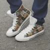 Classic US Route 66 High Top Canvas Shoes Men Breathable Outdoors Walking Sneakers Wild Printing Graffiti Shoes 3