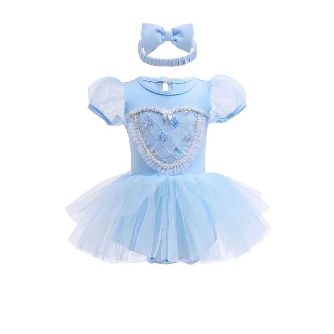 Baby Romper TUTU Dress With Headband Cute Princess Design Baby Girl Clothes Size 3-18M Novelty Design Baby Dress Rompers