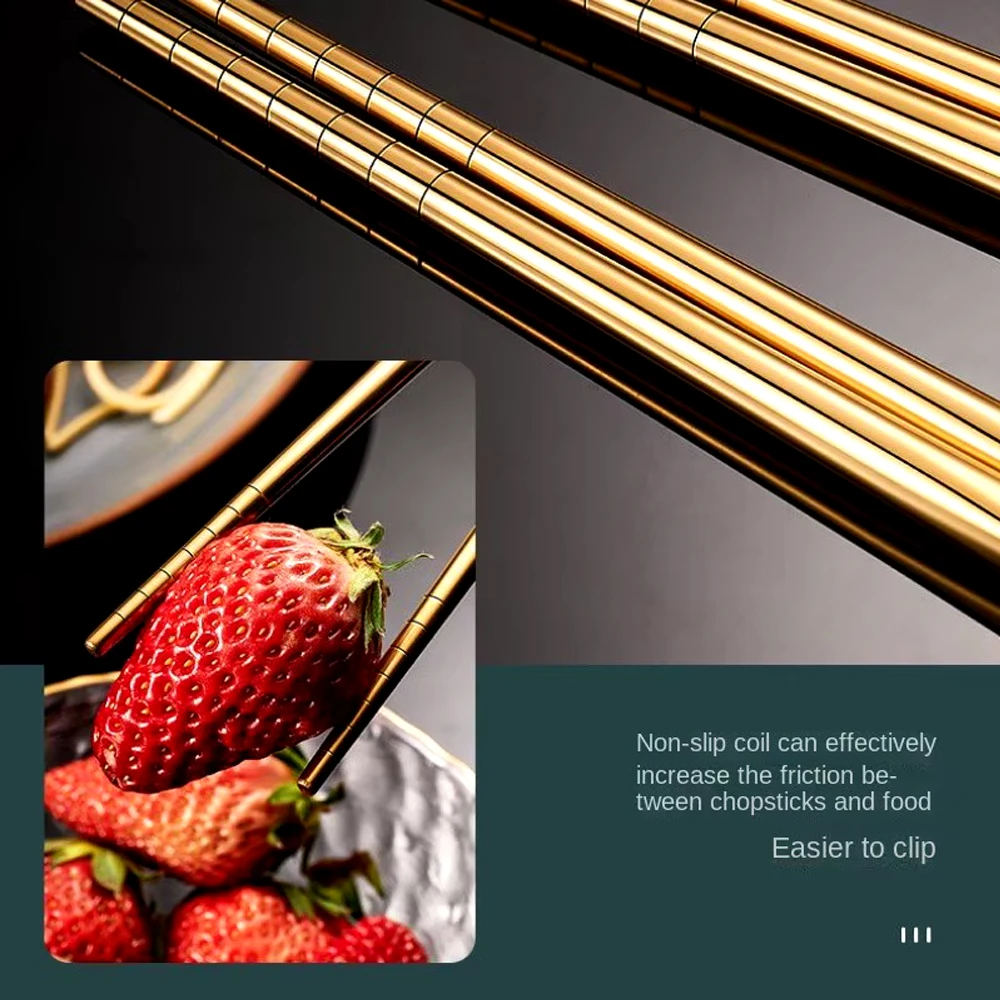 Tableware Set 4pcs Household Black Gold Cutlery Set Chopsticks Spoon Green Gold Stainless Steel Kitchen Dinnerware Set