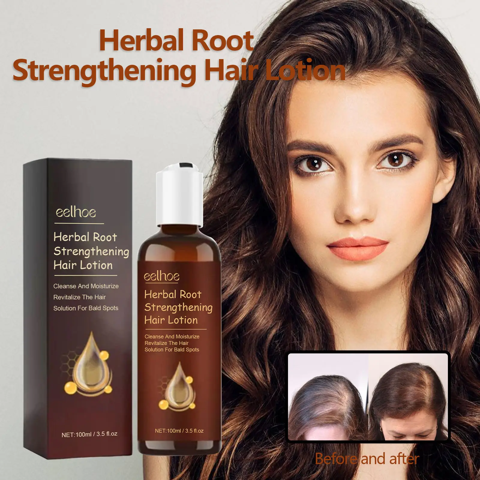 

100ml Eelhoe Herbal Root Dense Hair Lotion Hair Fixing Thick Hairline Repair Hair Care Moisturizing Hairs Anti-Fall Supple